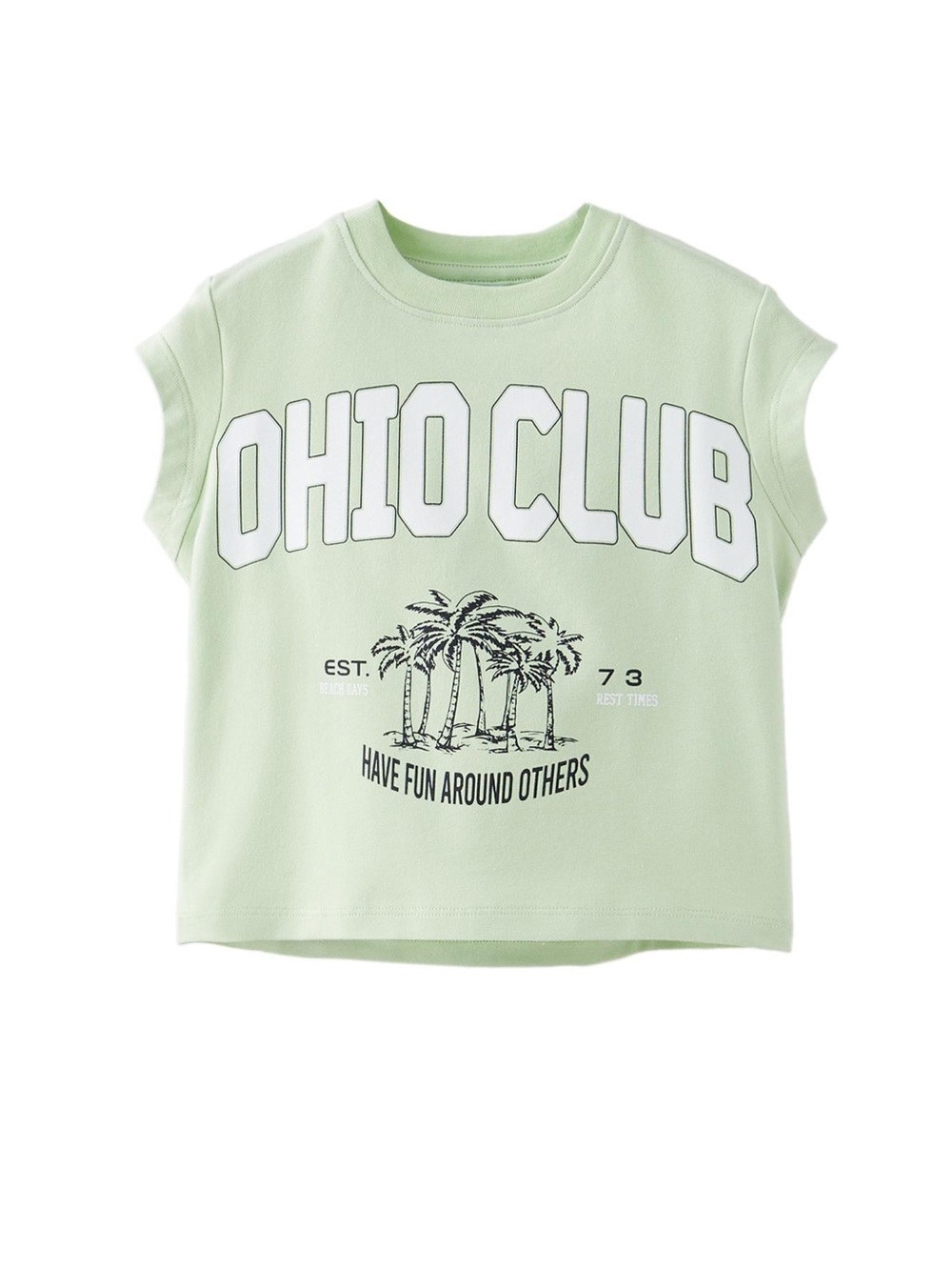 Zara Mint Green "Ohio Club" Graphic Tank Top